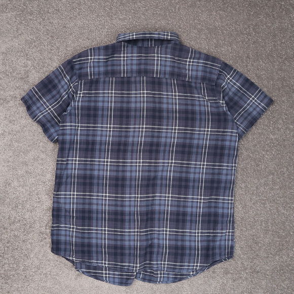 Columbia Regular Fit Plaid Large Blue Short Sleeve Full Button Collared Shirt - Picture 2 of 9